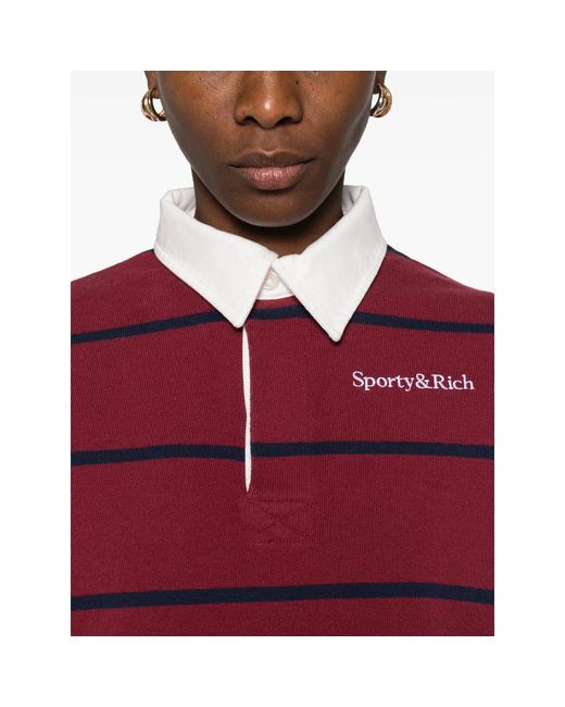 Sporty & Rich Red Sherif Logo Rugby Polo Top