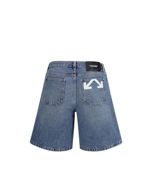 Off-White c/o Virgil Abloh Blue Half Arrow Denim Shorts for men