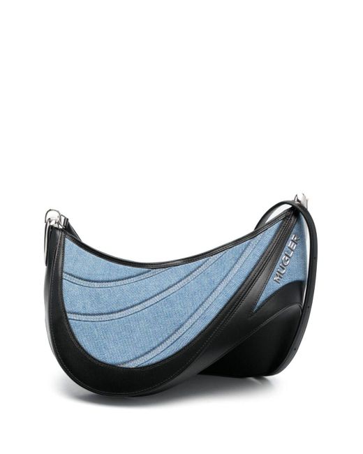 Mugler Blue Denim Spiral Curve 01 Shoulder Bag