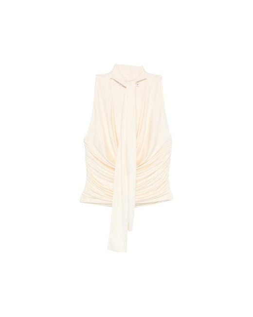 AYA MUSE Natural Self-Tie Draped Top