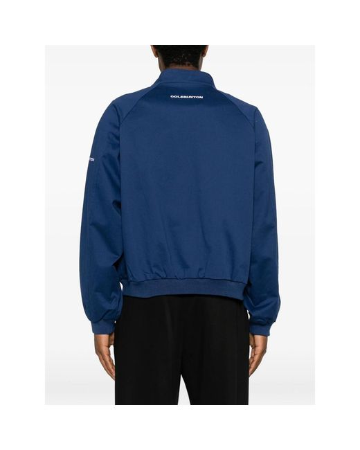 Cole Buxton Blue Logo-Print Raglan-Sleeve Jacket for men