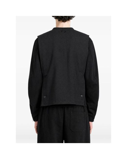 Y-3 Black Double-Breasted Collarless Jacket for men