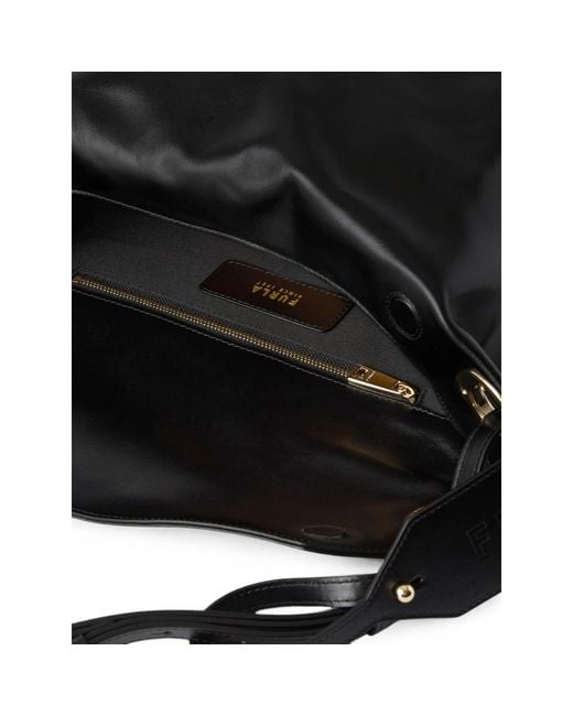 Furla Black Logo-Plaque Leather Shoulder Bag