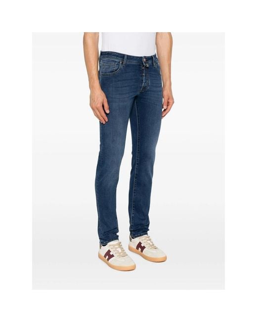 Jacob Cohen Blue Nick Logo-Patch Jeans for men