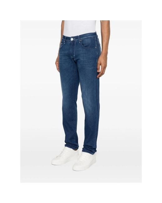 Tramarossa Blue Logo-Patch Slim Jeans for men
