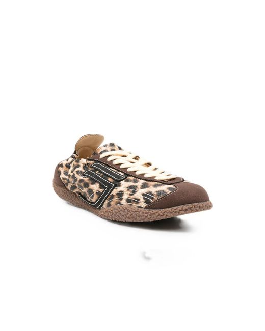 PURAAI Multicolor Leopard-Print Lace-Up Sneakers