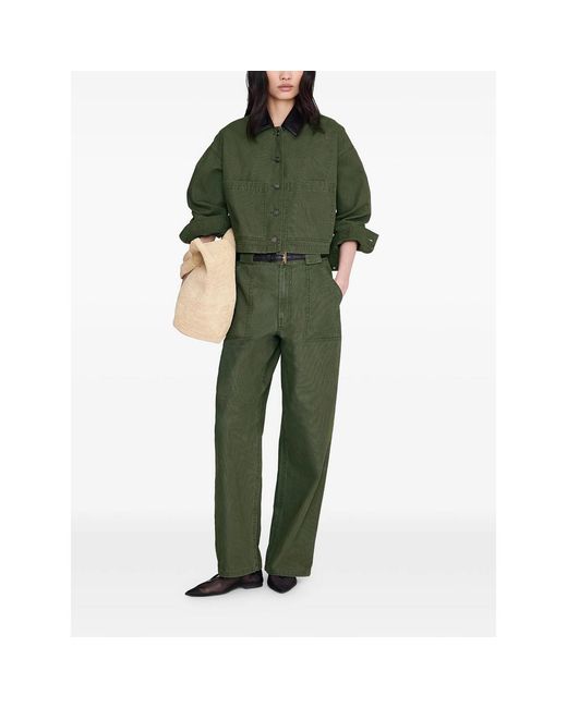 Anine Bing Green Yuma Cropped Jacket