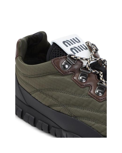 Miu Miu Black Ripstop Lace-Up Sneakers