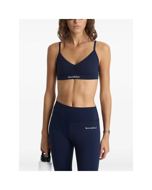 Sporty & Rich Blue High-Rise Logo Performance Trousers