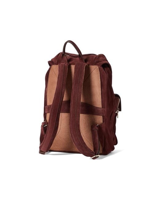 Brunello Cucinelli Red Suede Leisure Backpack for men
