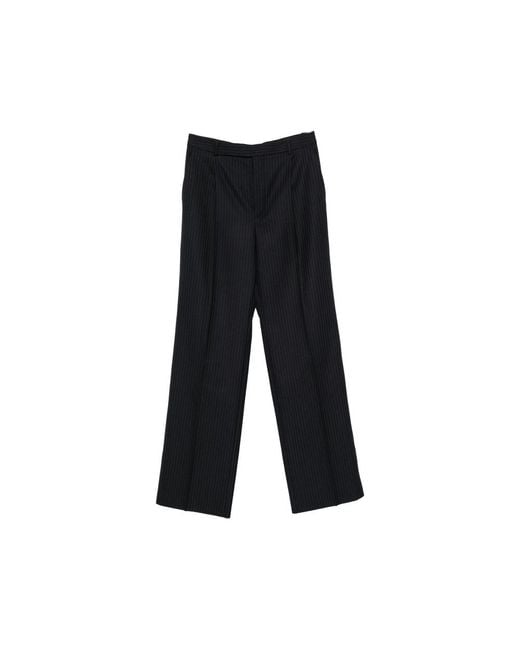 Saint Laurent Black Pinstripe-Pattern Pleated Trousers for men