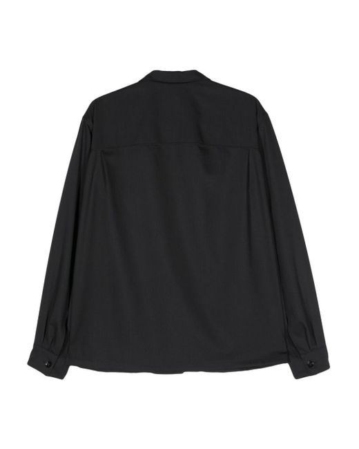 Lemaire Black Military-Inspired Virgin-Wool Overshirt