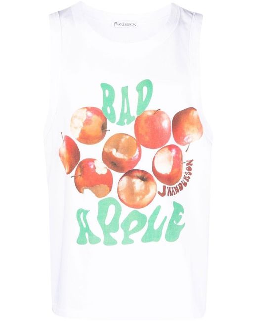 J.W. Anderson White Bad Apple Graphic-print Tank Top for men