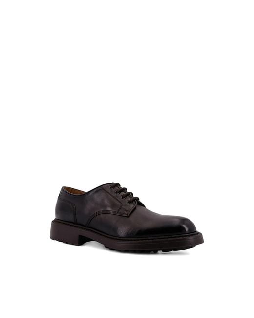 Doucal's Black Lace-Up Leather Derby Shoes for men