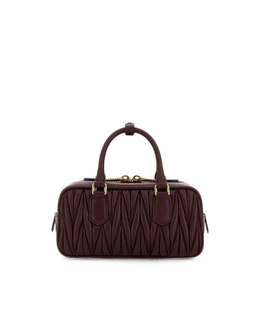 Miu Miu Brown Arcadie Matelassé Leather Tote Bag