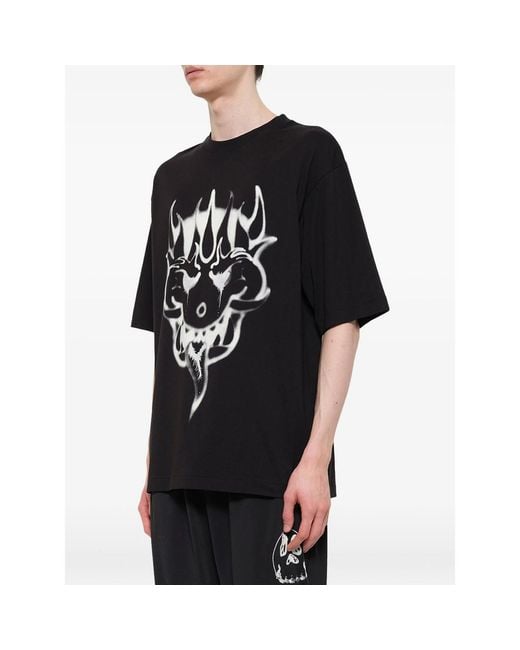 Y-3 Black Yaksha Graphic-Print T-Shirt for men