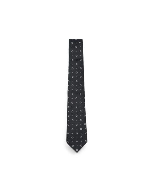 Saint Laurent Black Patterned Silk Tie for men