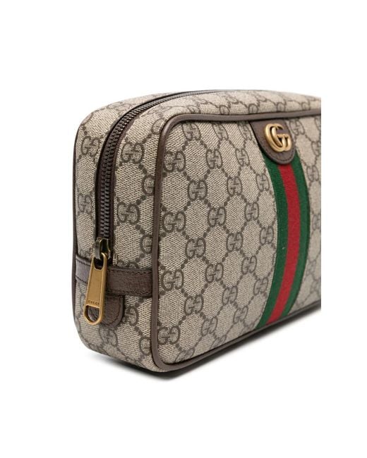 Gucci Gray Clutch 'Ophidia' With Gg Plate Details On The Front And Web Detail On The Front for men