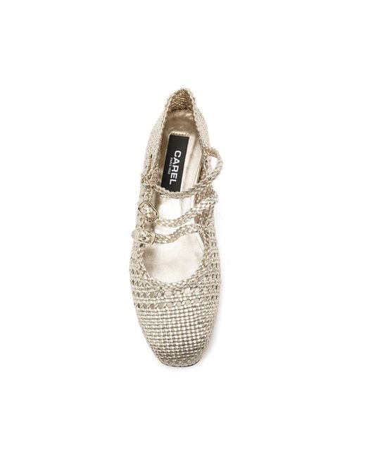 CAREL PARIS White Braided Strap Flats