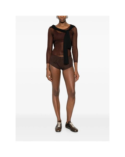 Entire studios Brown Pixie Buttoned Mini Shorts