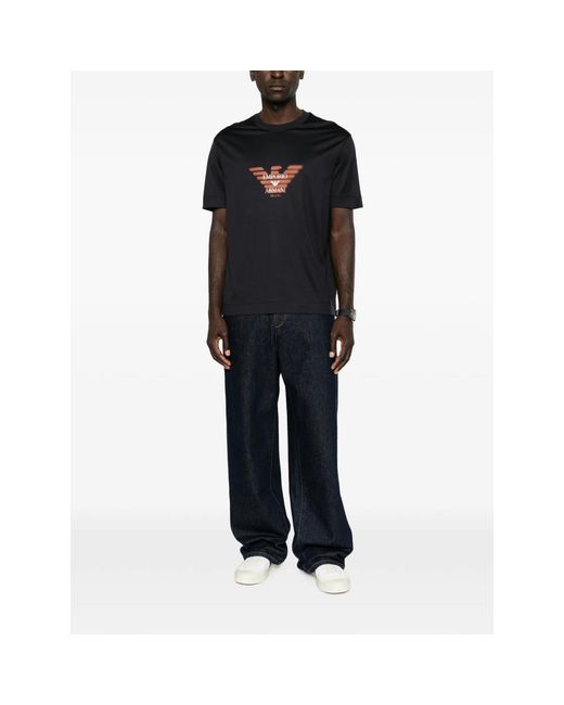 Emporio Armani Black Logo-Print Short-Sleeve T-Shirt for men