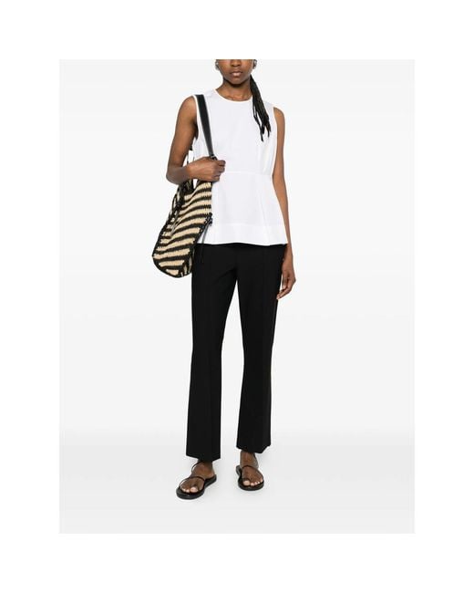 Vince Black Cropped Trousers With Elasticated Waistband