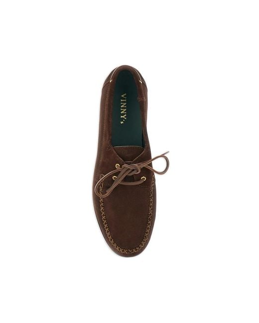 VINNY'S Brown Lace-Up Round-Toe Loafers for men