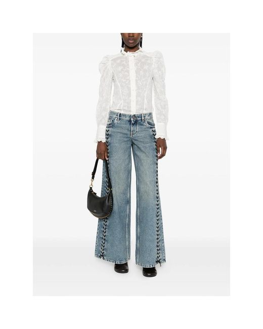 Stella McCartney Blue Wide-Leg Lace-Up Denim Jeans
