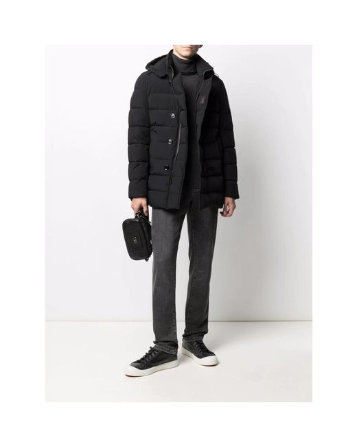 Moorer Black Florio Double-Breasted Padded Coat for men