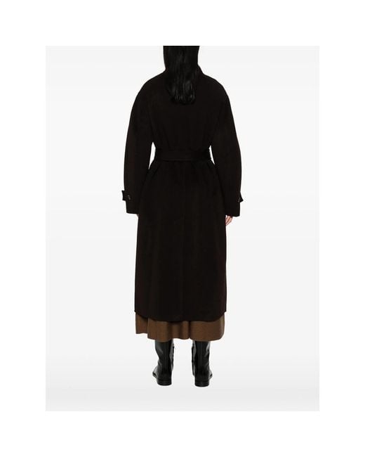 Soeur Black James Belted Button-Up Coat