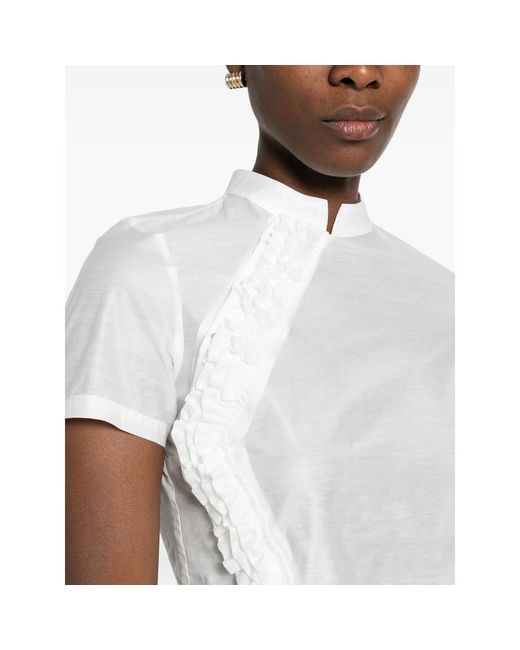 Paloma Wool White Gaspar Ruffle-Trimmed Short-Sleeve Blouse