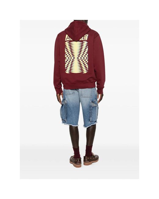 Arte' Red Graphic-Print Drawstring Hoodie for men