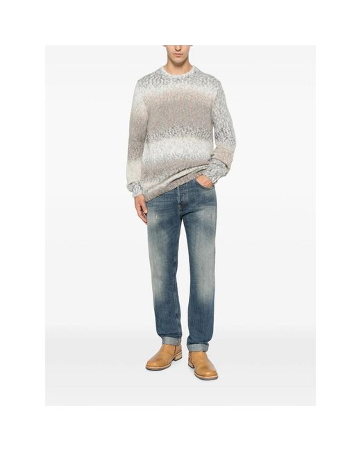 Dondup Gray Gradient-Effect Chunky-Knit Sweater for men