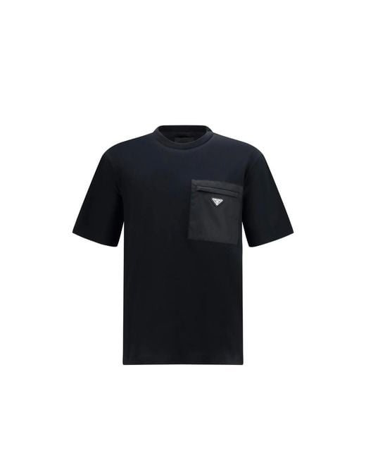 Prada Black Logo-Appliqué T-Shirt for men