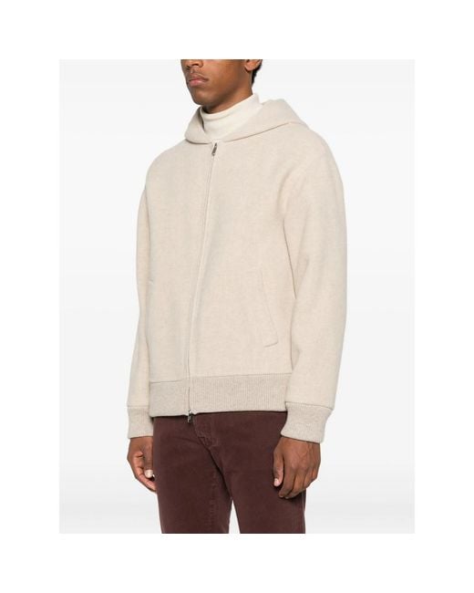 Fedeli Natural Hooded Zip-Front Jacket for men