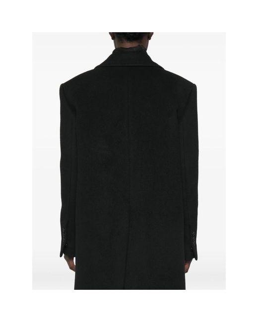 Ann Demeulemeester Black Single-Breasted Notched-Lapels Wool Coat
