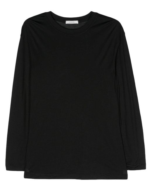 Lemaire Black Long-Sleeve Silk T-Shirt