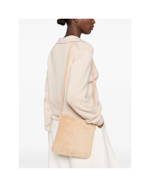 MANU Atelier White Suede Shoulder Bag