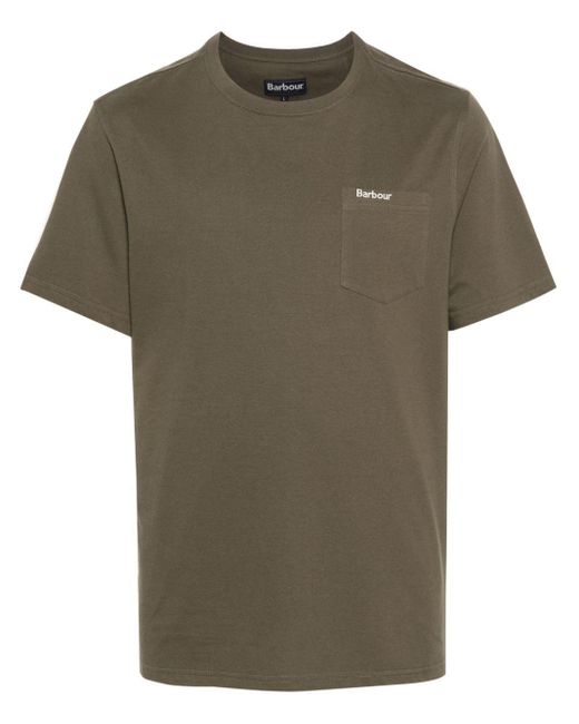Barbour Green Langdon Logo-Embroidered T-Shirt for men