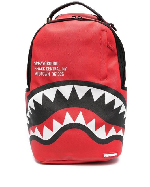 Sprayground Red Shark Teeth-print Zip-up Backpack for men