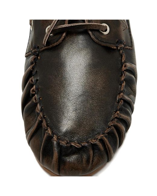 Alohas Black Brushed Lace-Up Loafers