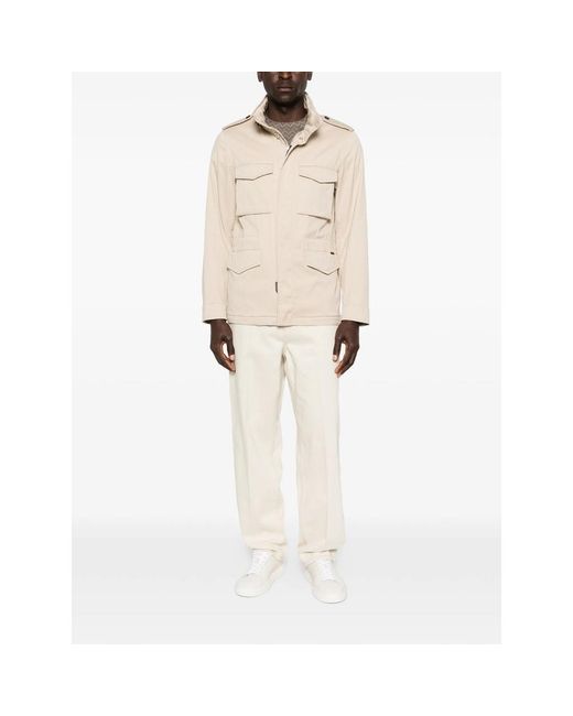 Moorer Natural Denver Buttoned Pocketed Jacket for men