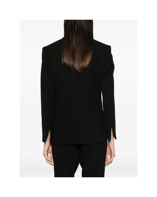 Giorgio Armani Black Satin-Lapel Single-Breasted Jacket