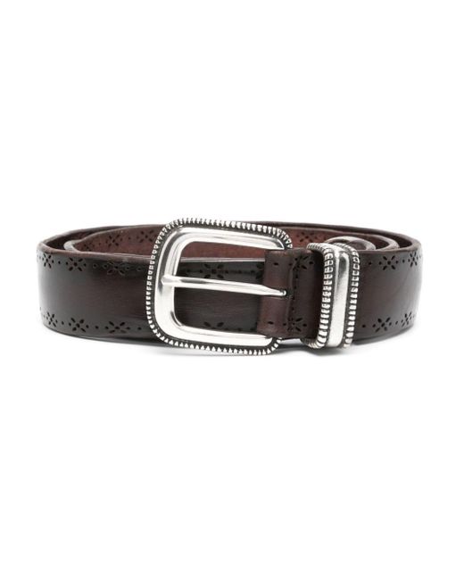 Orciani Black Openwork Leather Belt for men