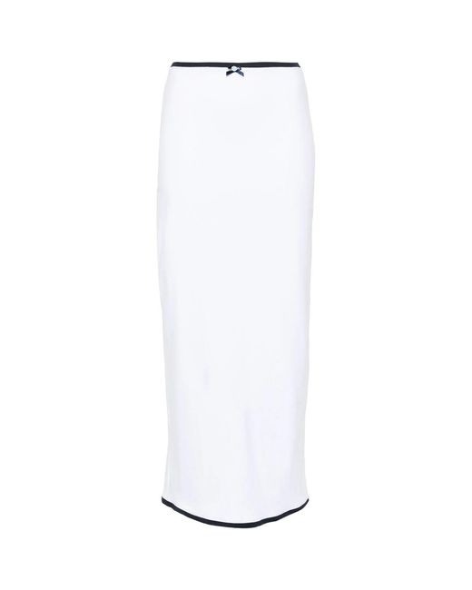 ROWEN ROSE White Contrast-Trim Maxi Skirt