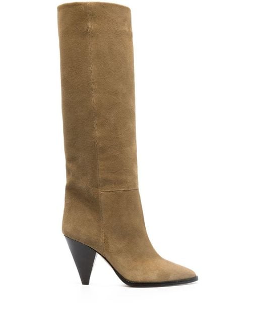 Isabel Marant Natural 90Mm Suede Cone-Heel Boots