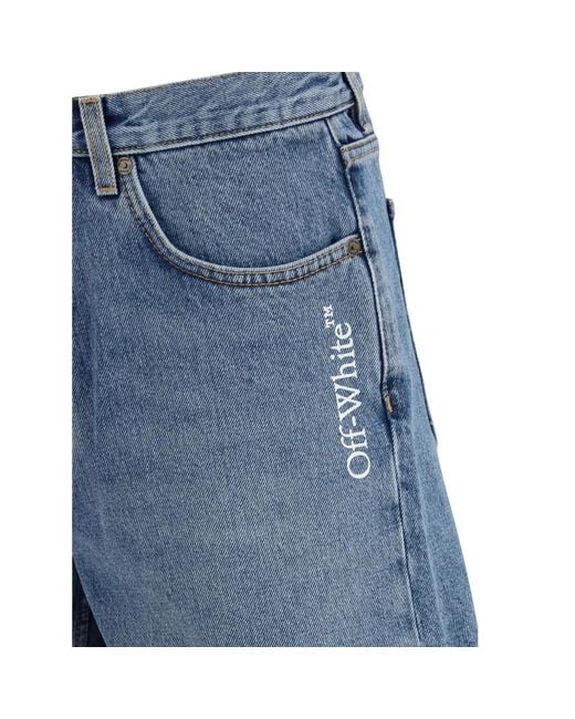 Off-White c/o Virgil Abloh Blue Half Arrow Denim Shorts for men