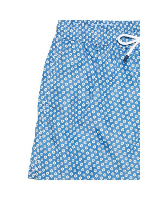 Fedeli Blue Floral Swim Shorts for men