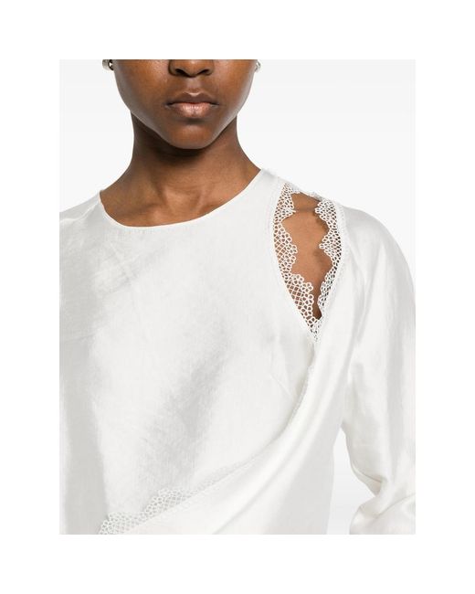 Viktoria Chan White Eos Lace-Detail Top