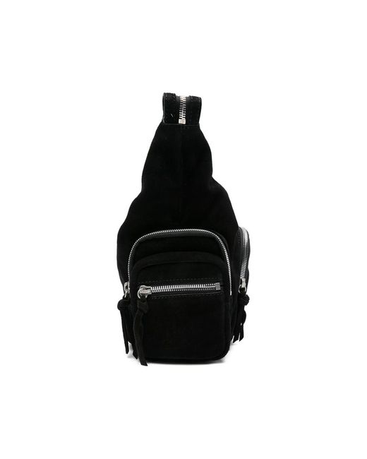 MARGE SHERWOOD Black Logo-Embossed Suede Crossbody Bag